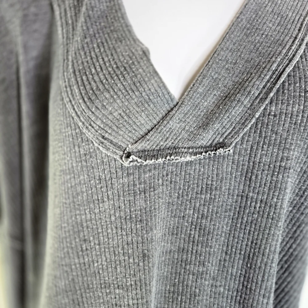 We The Free People Oceanview Thermal Gray  Oversized V Neck
